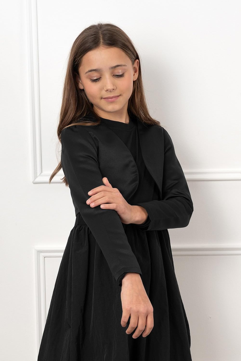 BOLEROSE Girls Satin Long Sleeve Bolero Childrens Kids Shrug - Image 4
