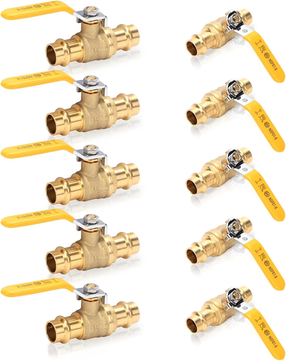 10 PACK - Propress Fittings 1/2 Ball Valves, 1/4-Turn Full Port Leak-Proof Stop Ball Valve, Lead-Free Brass with EPDM O-Ring for Copper Pipe, Easy Press Fittings Installation