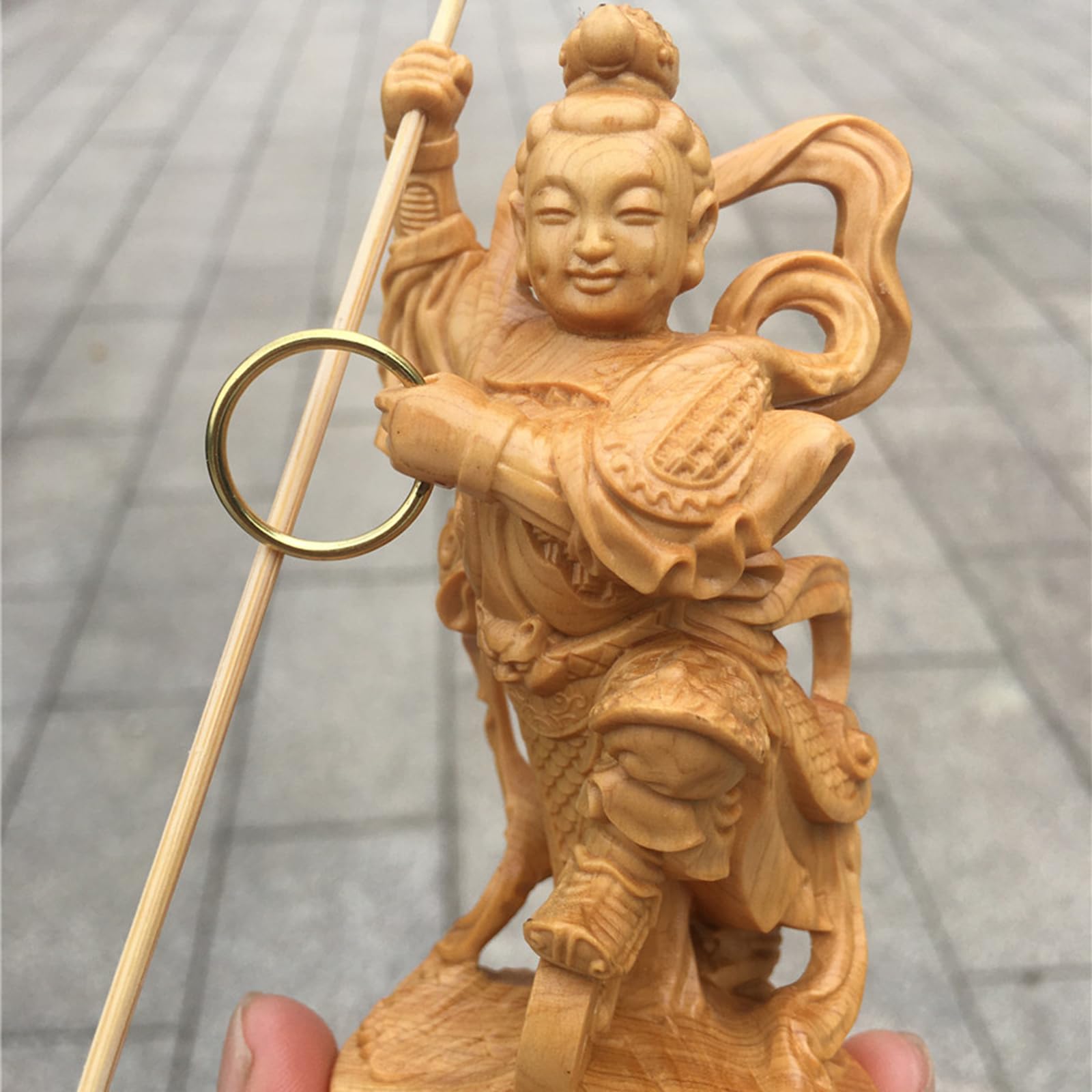 Estatua de Buda de boj Escultura china Feng Shui Estatua de Buda tallada a mano (B)