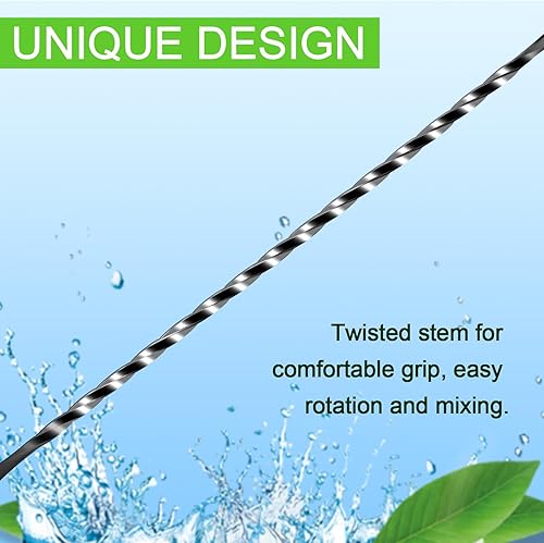 Miniatura 4 de BRIOUT 2 cucharas de bar, agitador de bebidas de mango largo de 12 pulgadas, cucharas de mezcla de cóctel de acero inoxidable con diseño de doble