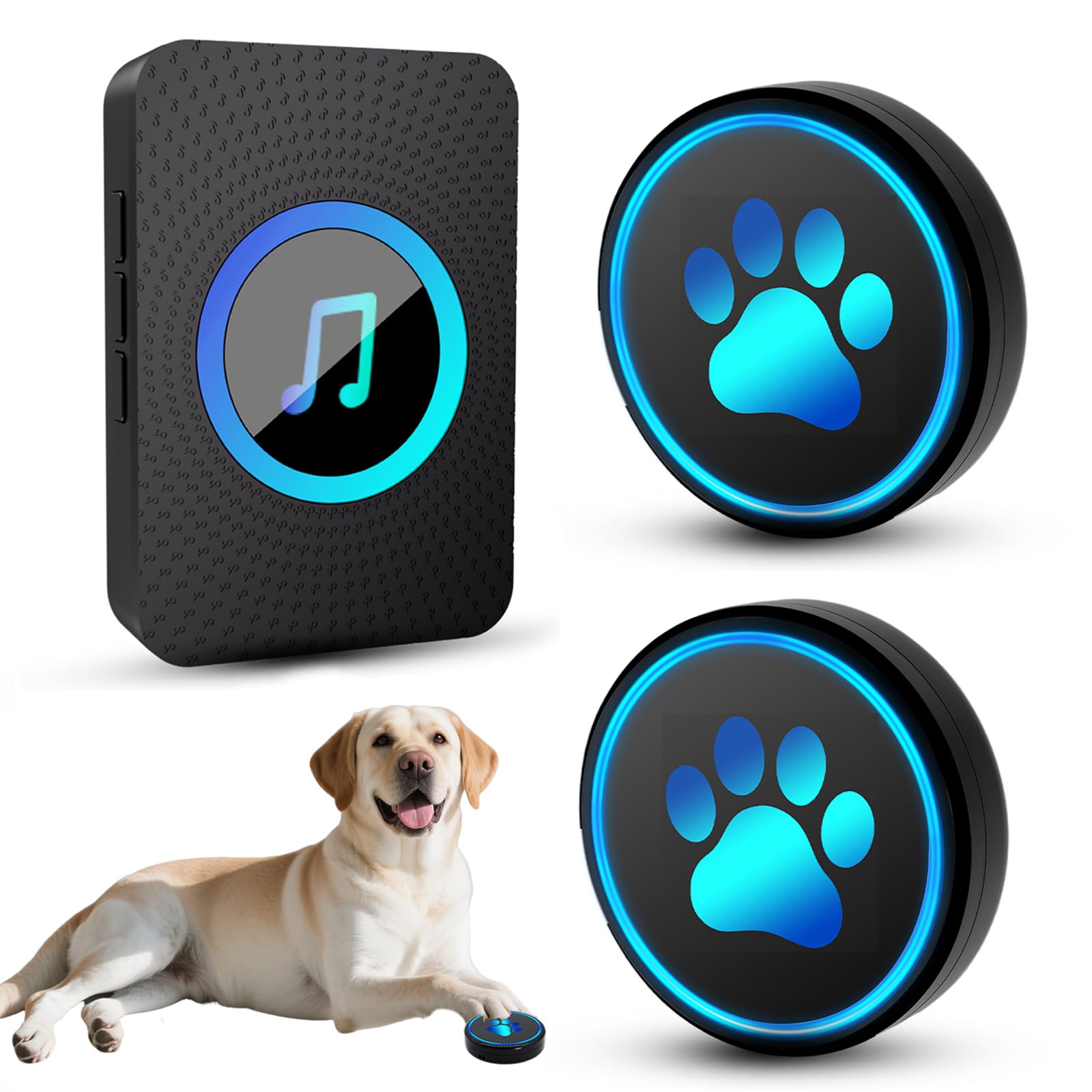 Yoiilifee Dog Door Bell for Potty Training, Smart Wireless Doggie Doorbell to Go Outside, 1000 Feet Long Range with IP65 Waterproof Super-Light Touch Button, 60 Melodies & Adjustable Volume (Black)