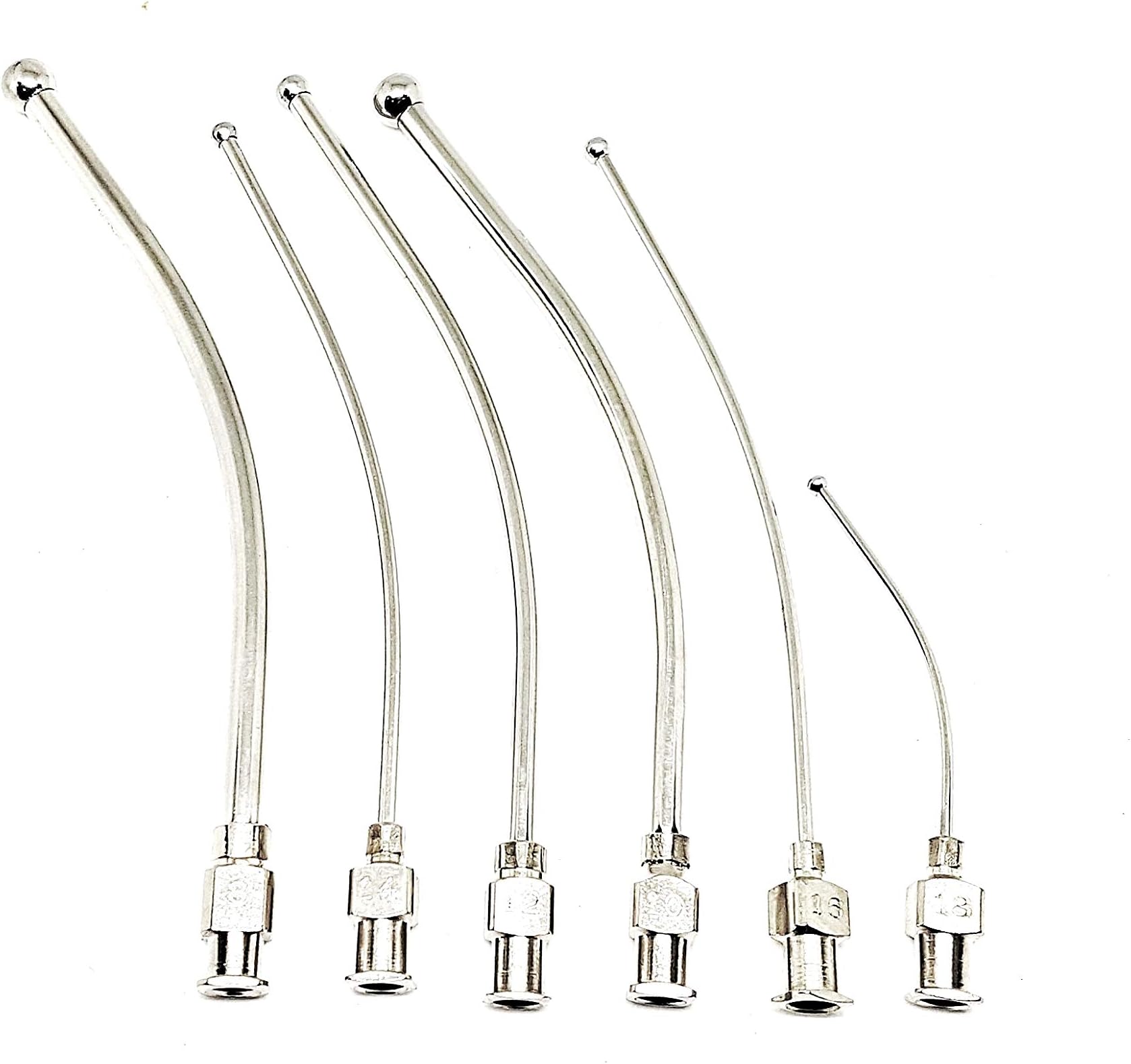 - Feeding Needles | Round Ball Tip | Curved | Stainless Steel | for Veterinary Use