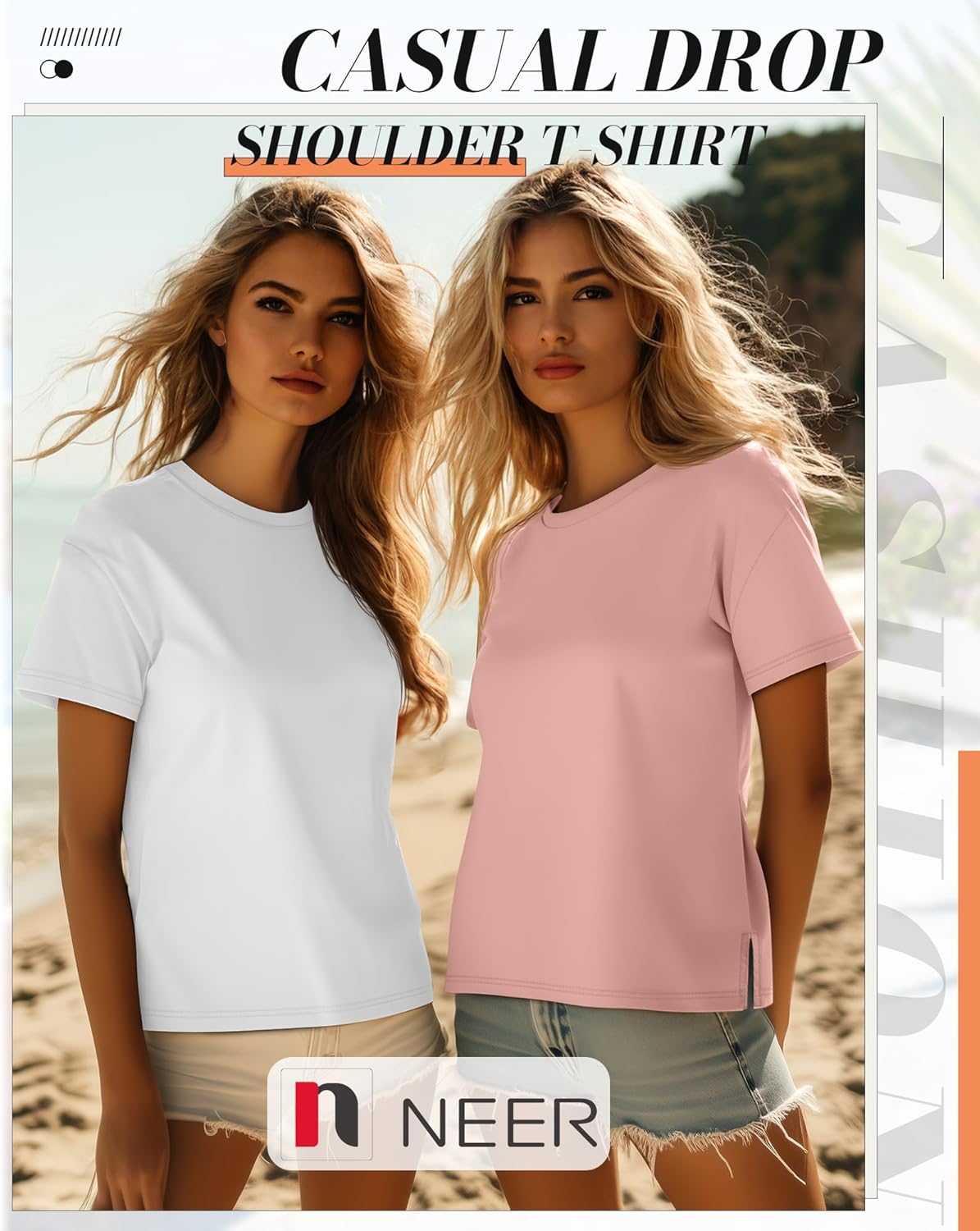 Neer 3 Pack Women’s Short Sleeve T Shirts, Loose Fit Crew Neck Tees Summer Casual Tops Trendy Side Split Shirts - Image 4