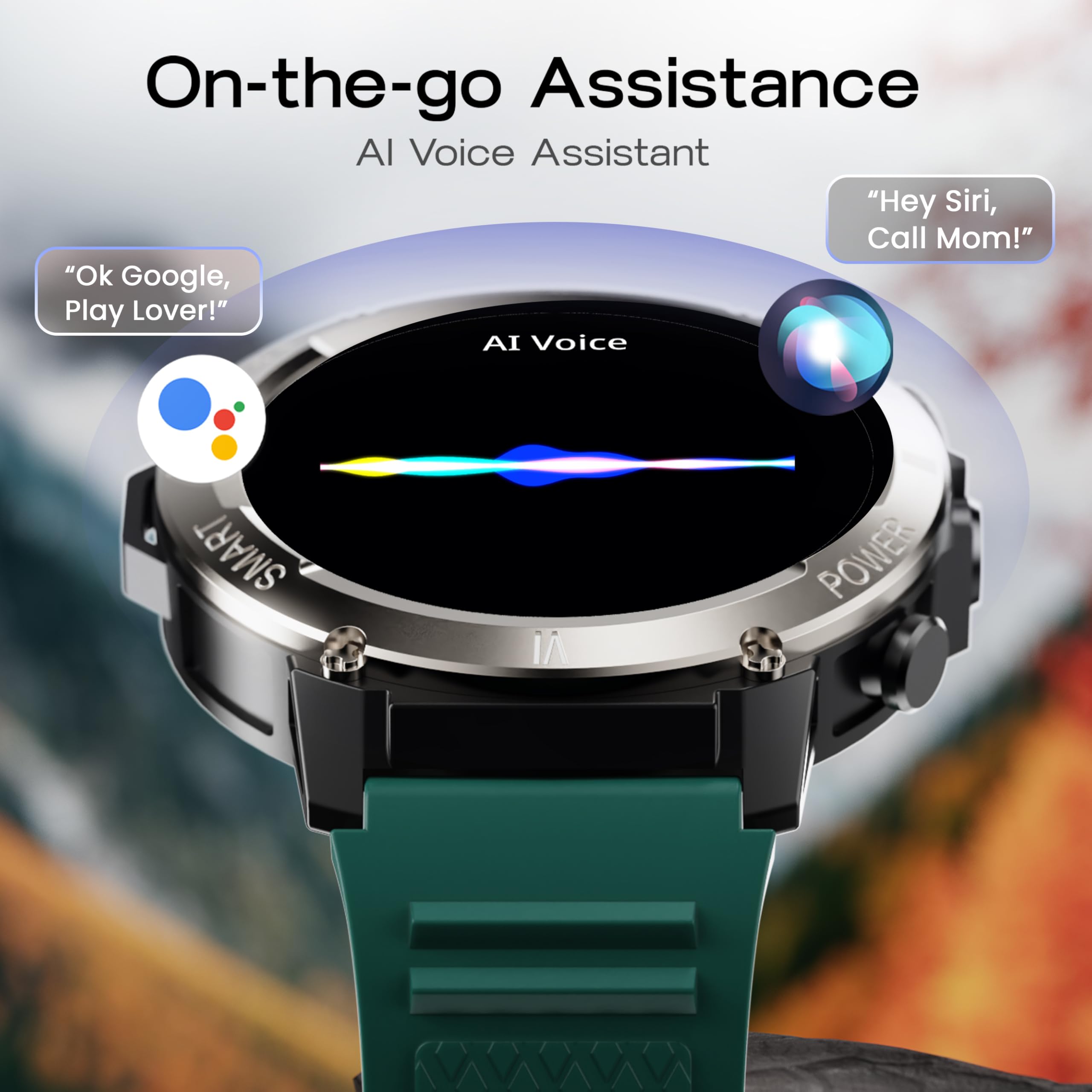 GOBOULT Newly Launched Tuff Hawk Smart Watch 1.39'' HD Display, BT Calling, Working Crown, 150+Watchfaces, 450 Nits Brightness, AI Voice Assistant, SpO2 Monitoring (Green) (Green) — Amazon image 13