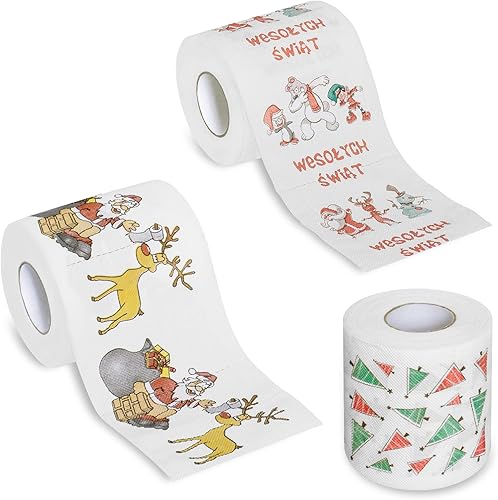 Rollos de papel higiénico de Navidad, 3 piezas, divertidos regalos de broma de papel higiénico para intercambio de regalos de elefante blanco (3