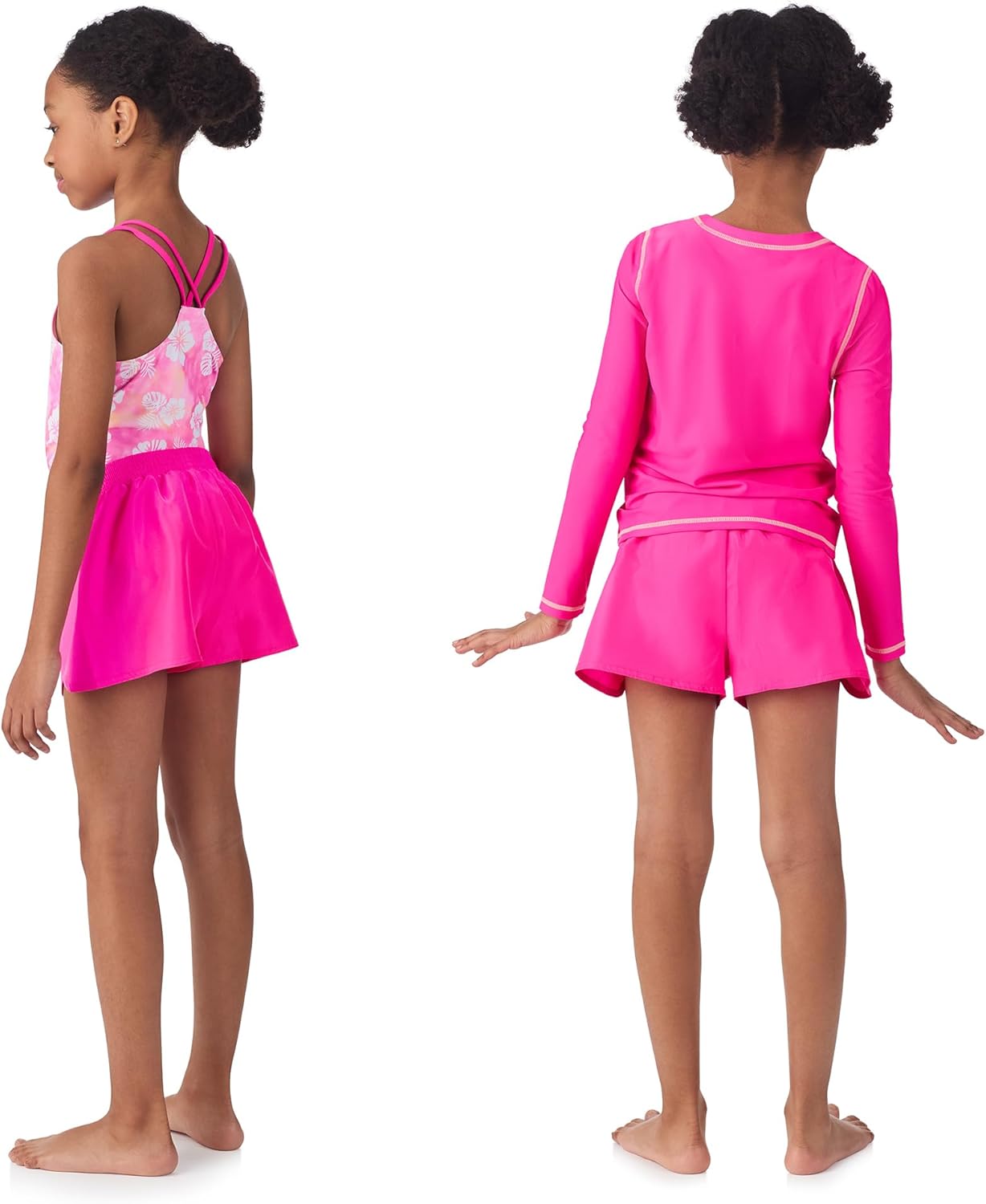 Saint Eve Kids Girls 3-Piece Swimsuit – Long Sleeve Rash Guard, Lined, One-Piece, UPF 50+, Swim Shorts for Pool, Beach, Camp - Image 2