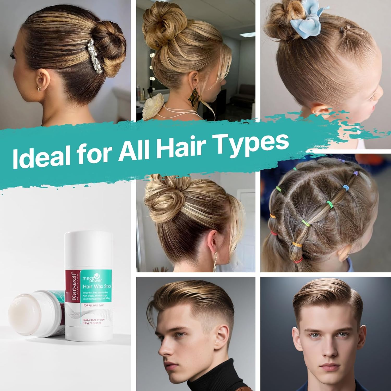 Karseell Hair Wax Stick, Hair-Styling Waxes, Long-Lasting Matte Finish for Hair Flyaway Control and Styling Pomade 50g - Image 3