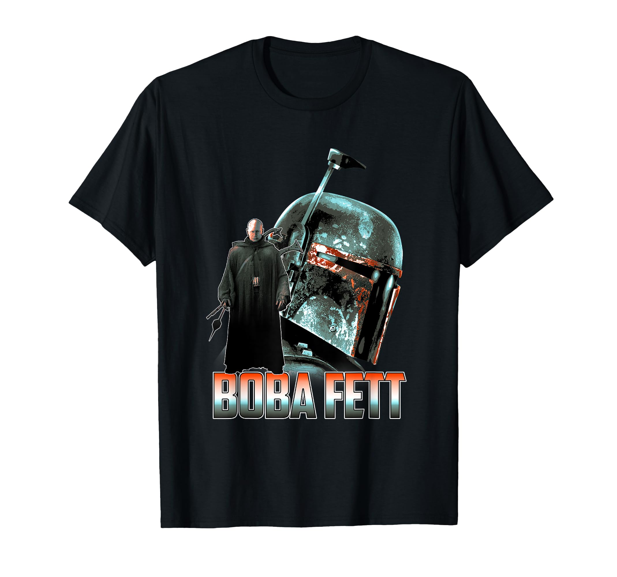 Star Wars: The Mandalorian Boba Fett Collage R14 T-Shirt, Black