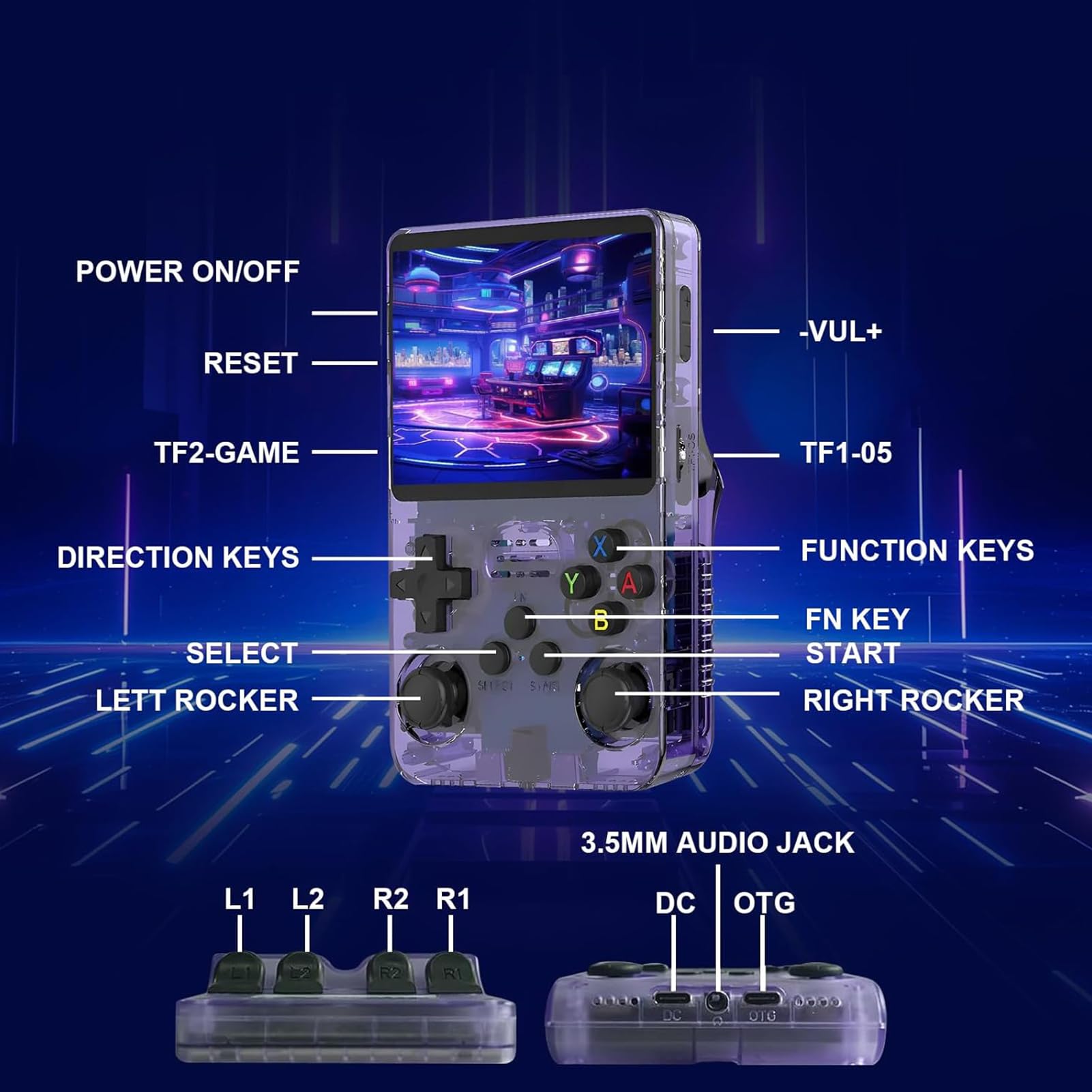R36S – Console de jeu rétro portable avec écran IPS de 3,5 pouces, batterie 3500mAh, carte TF 128GB, plus de 20 000 jeux, système Linux open source pour adolescents et adultes, rouge