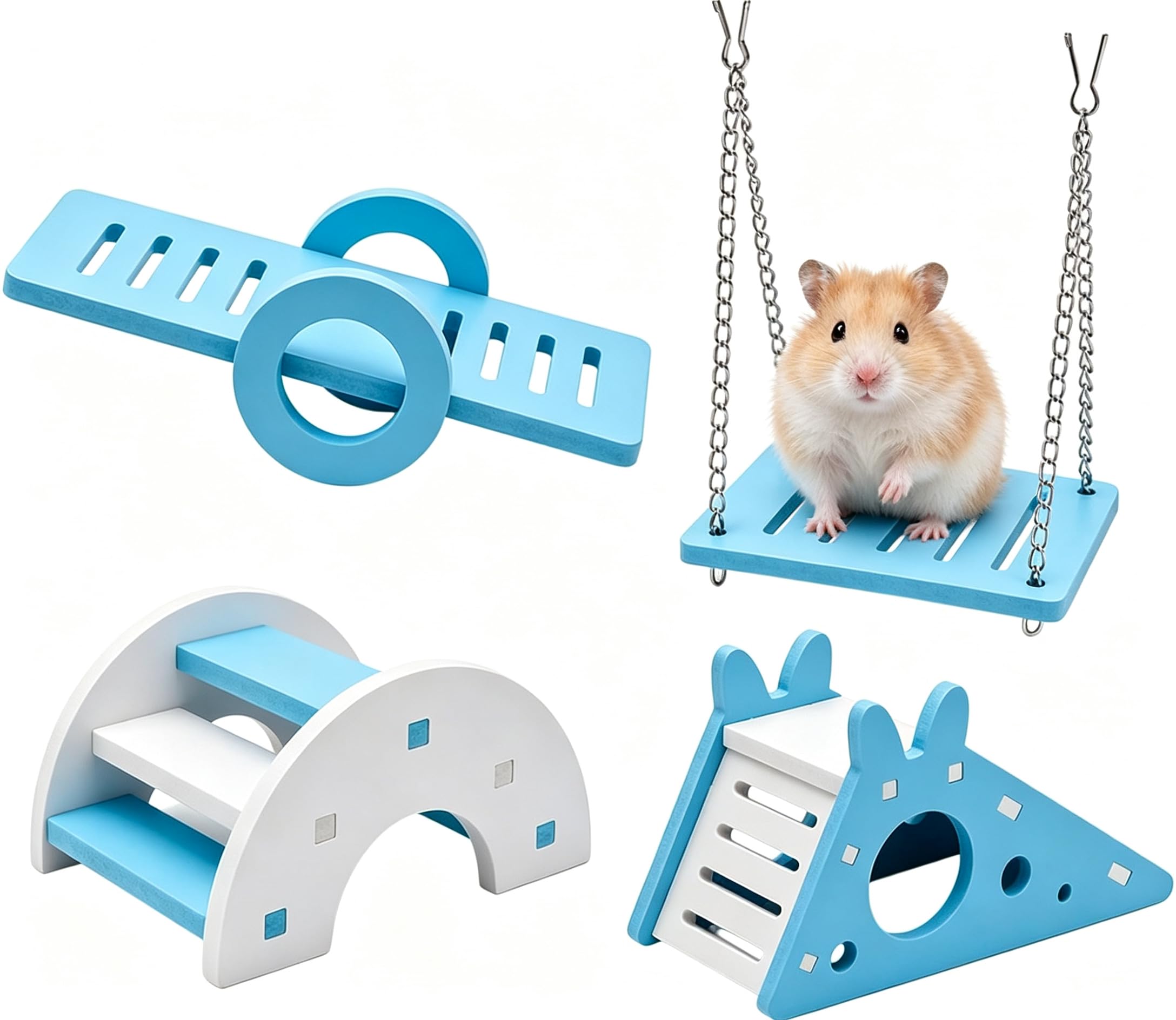 4-Piece Hamster Cage Accessories Set, Hamster Toys, Dwarf Hamster Stuff