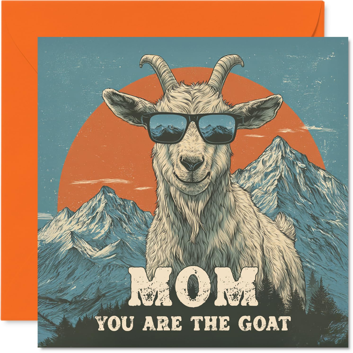 Mom Birthday Card - You Are The Goat - Happy Birthday Card for Mom from Son Daughter, 145mm Funny Animal Bday Greeting Cards