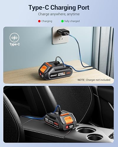 Miniatura 5 de SEALIGHT - Mini aspiradora de mano inalámbrica para automóvil, con succión de alta potencia de 21000 Pa, dos baterías de larga duración, 18 V120 W