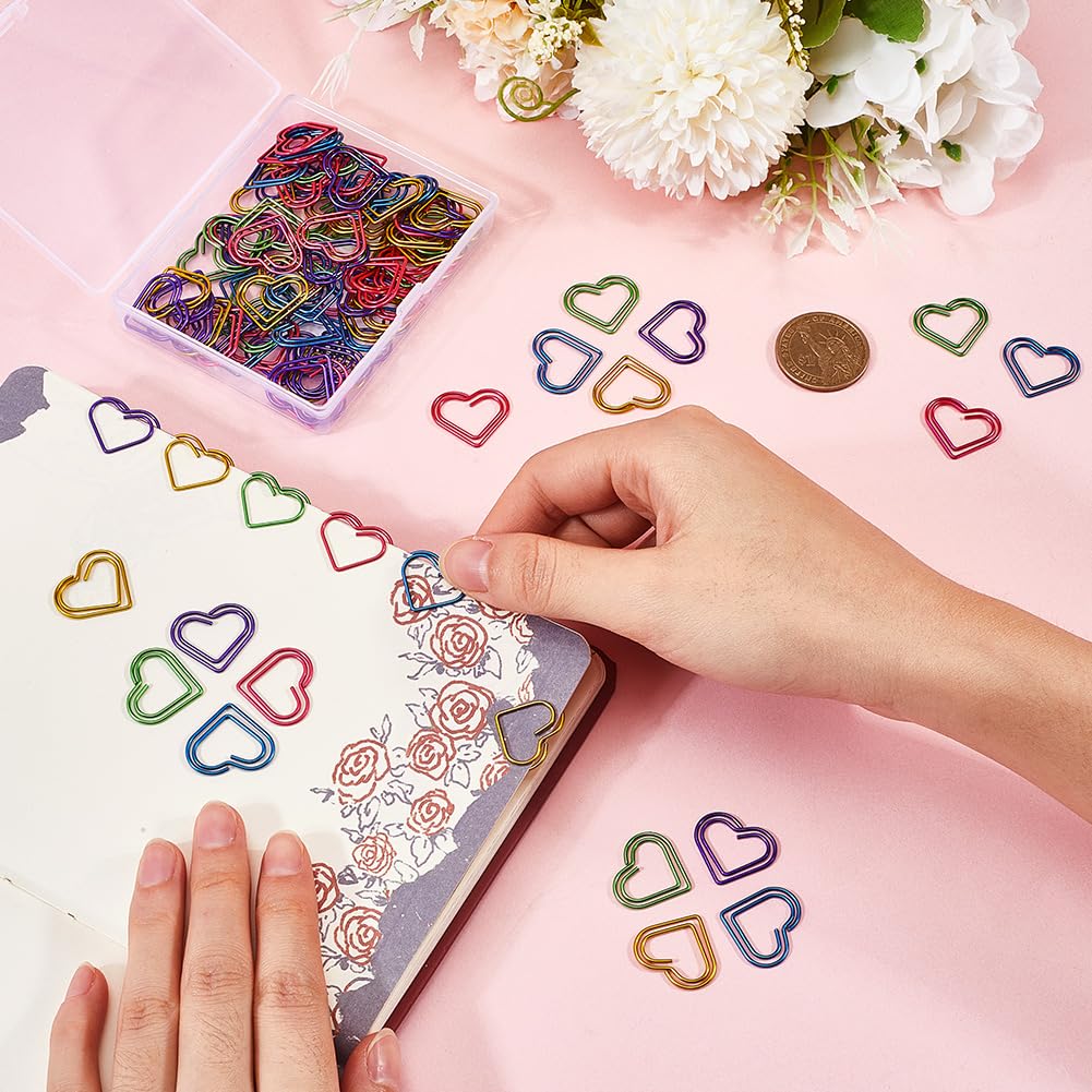SOFPLATE 1 Box 100Pcs Small Gold Paper Clips Love Heart Paperclips Cute Hearts Shaped Metal Journaling Paper Clamps Binder Clips Bookmarks for Document Sorting Organization Wedding Office Supplies - Image 3
