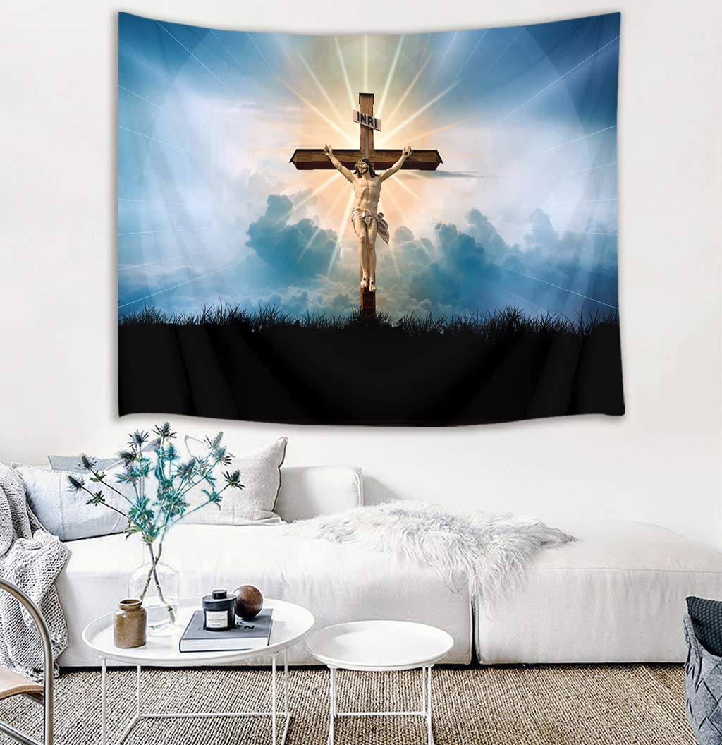 Amazon.co.jp: LB タペストリー イースター キリスト 十字架 宗教飾り