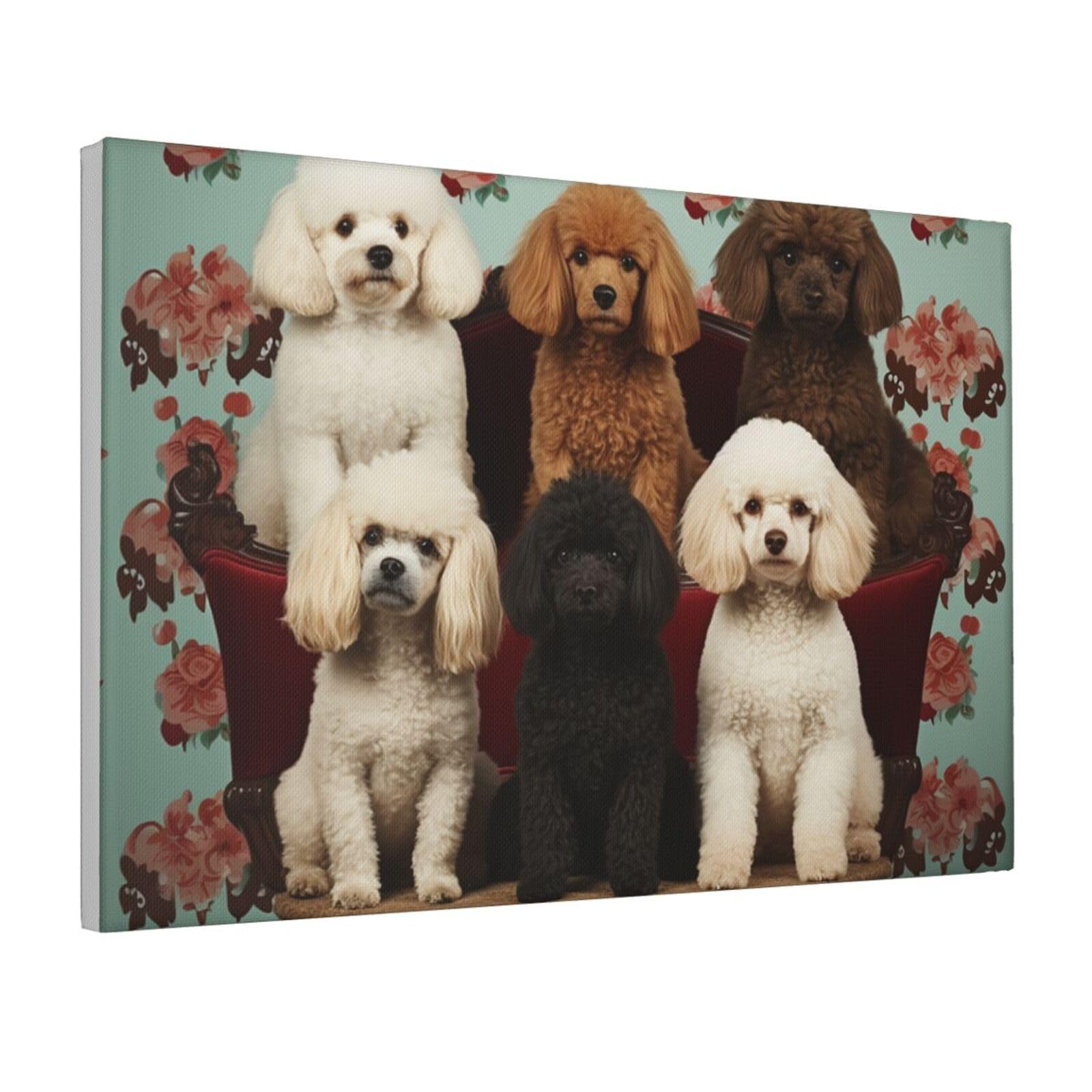 Framed Wall Art for Living Room Art Work, Poodles Dogs Picture Prints Modern Office Wall Paintings Poster Aesthetic Wall Decorations for Home Decor Ready To Hang 16"x24"