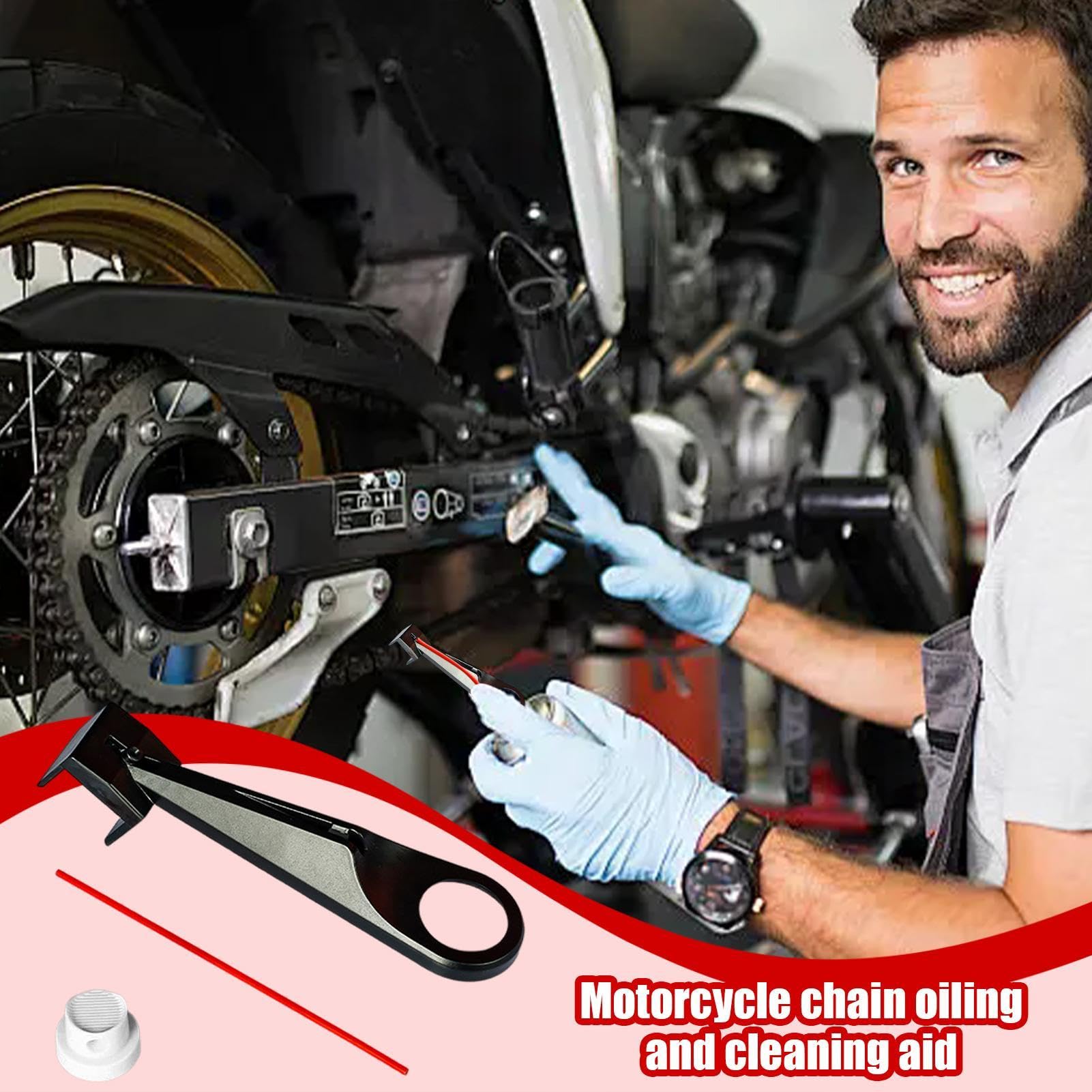 Generico Applicatore di Lubrificante per Catena Moto, Oliatore per Catena per Lubrificazione Accurata, Ausilio Portatile per Pulizia con Lubrificante Solido e Sgrassatore, Materiale PP Leggero