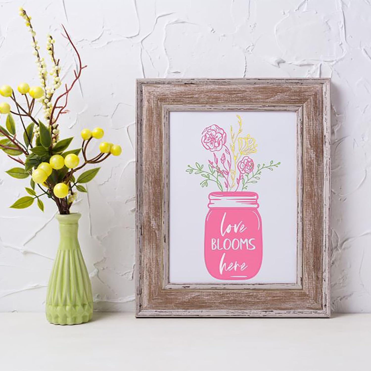 Briartw Love Blooms Here Silkscreen Stencil 8.5x11 Reusable Self-Adhesive Mesh Stencils Silk Screen Stencil Printing for Polymer Clay Home Decoration Printing on Wood Fabric Wall Cup Plate