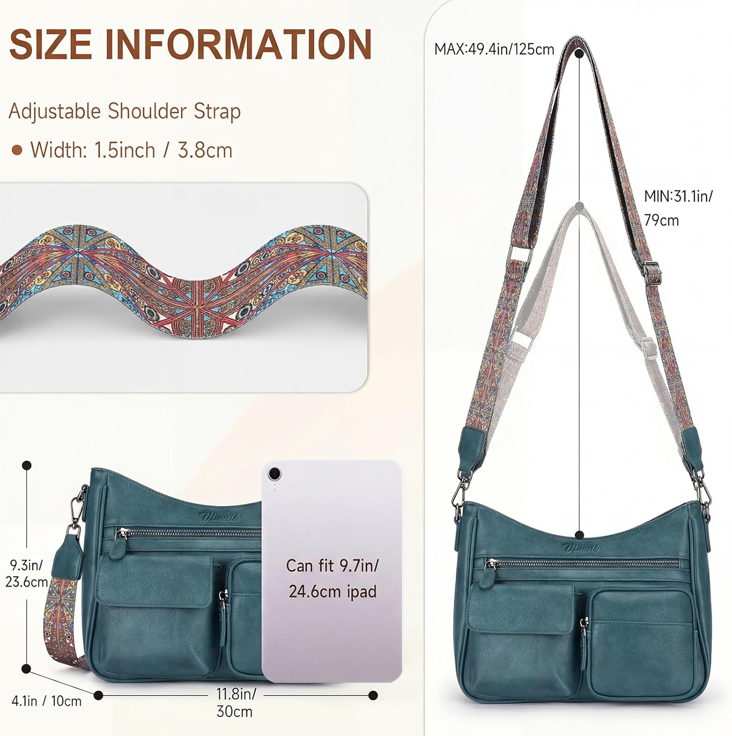 Crossbody Bags for Women Trendy Vegan Leather Crossbody Purse Shoulder Handbags Multiple Pockets Hobo Bag Ladies