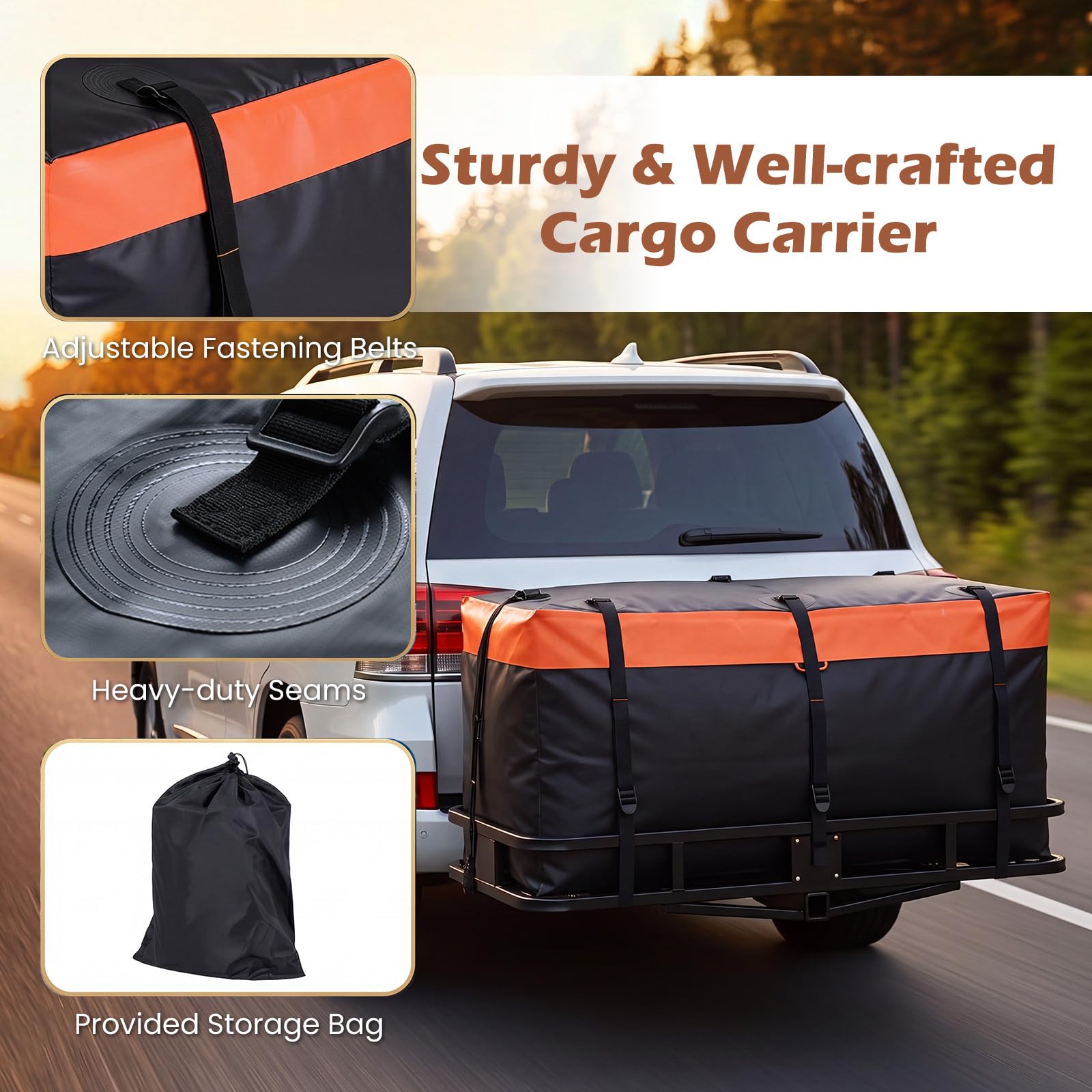 GIANTEX Borsa da Carico per Camion e Cassone Auto, Borsa da Trasporto Impermeabile in PVC Resistente con Cinghie di Fissaggio per Gancio di Traino, per SUV, Fuoristrada e Furgoni (148 x 61 x 61 cm)