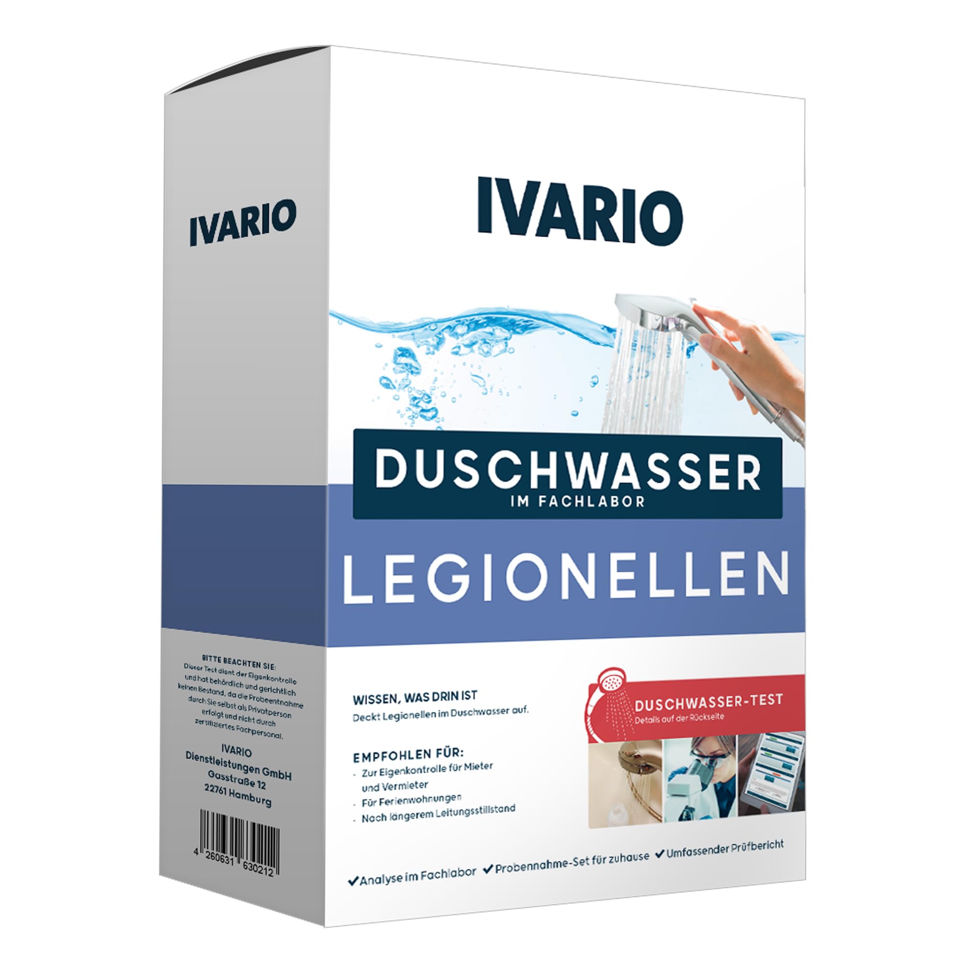 IVARIO Legionellen Labor-Wassertest Trinkwasser Duschwasser Leitungswasser akkreditiertes Deutsches Fachlabor