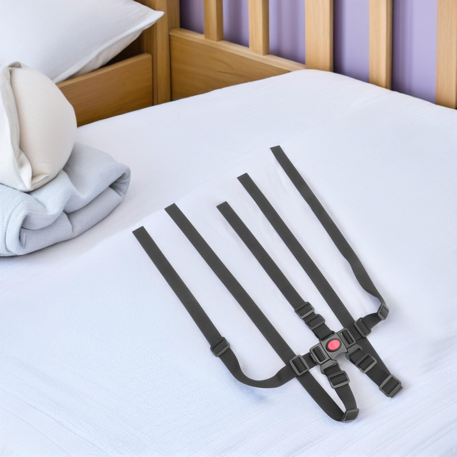 Arnés de Seguridad Infantil Ajustable de 5 Puntos para Trona Correas Resistentes para Muebles Infantiles Repuesto para Cochecito y Silla Alta Color Negro Pack de 4 Unidades