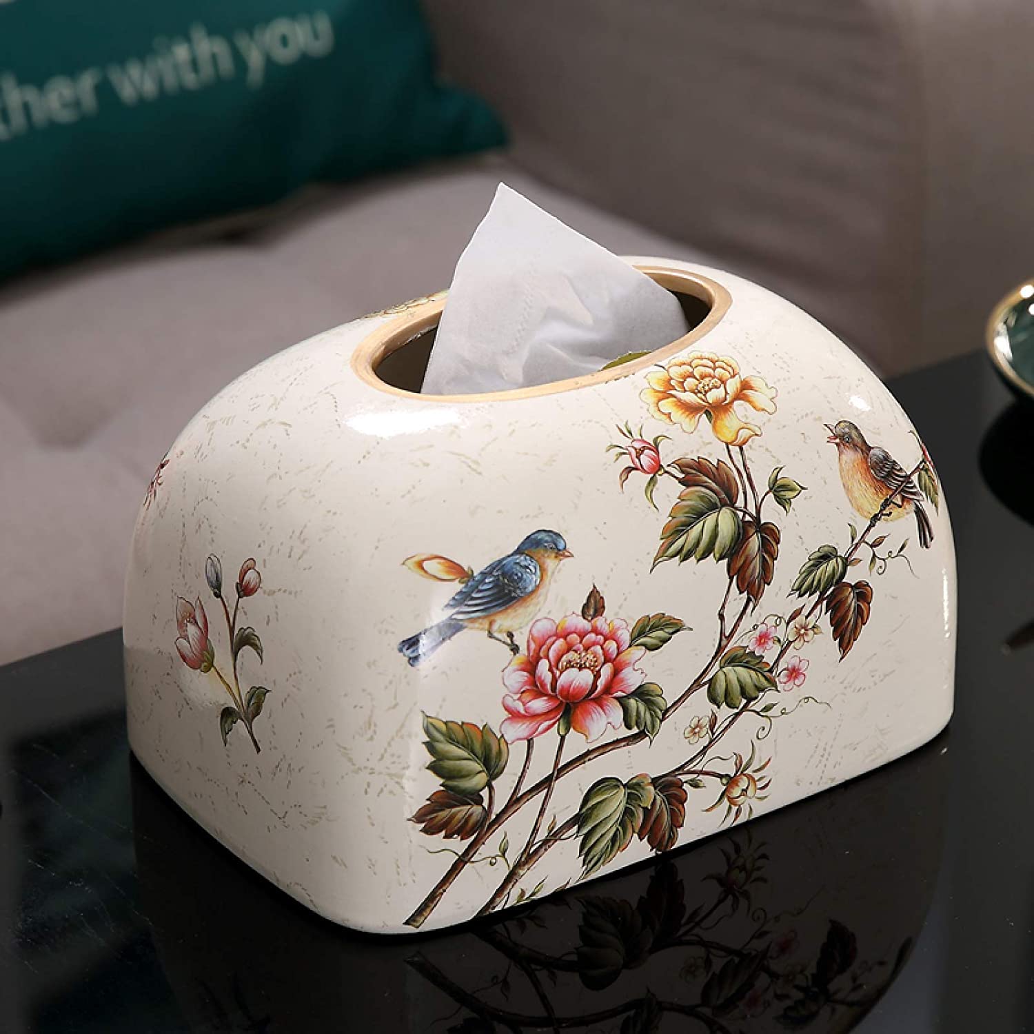 Pudełko na chusteczki, uchwyt na papier toaletowy, uchwyt na ręcznik papierowy Pudełko na chusteczki Dozownik chusteczek, ceramiczny uchwyt na pokrywkę Dozownik serwetek retro Chusteczki do twarzy Etu