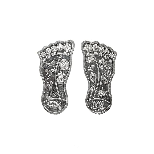 Pure Silver Laxmi Ji Charan. Pure 999 Silver Charan of Maa Laxmi Ji for Home, Office Mandir, Temple, Puja - Pooja.