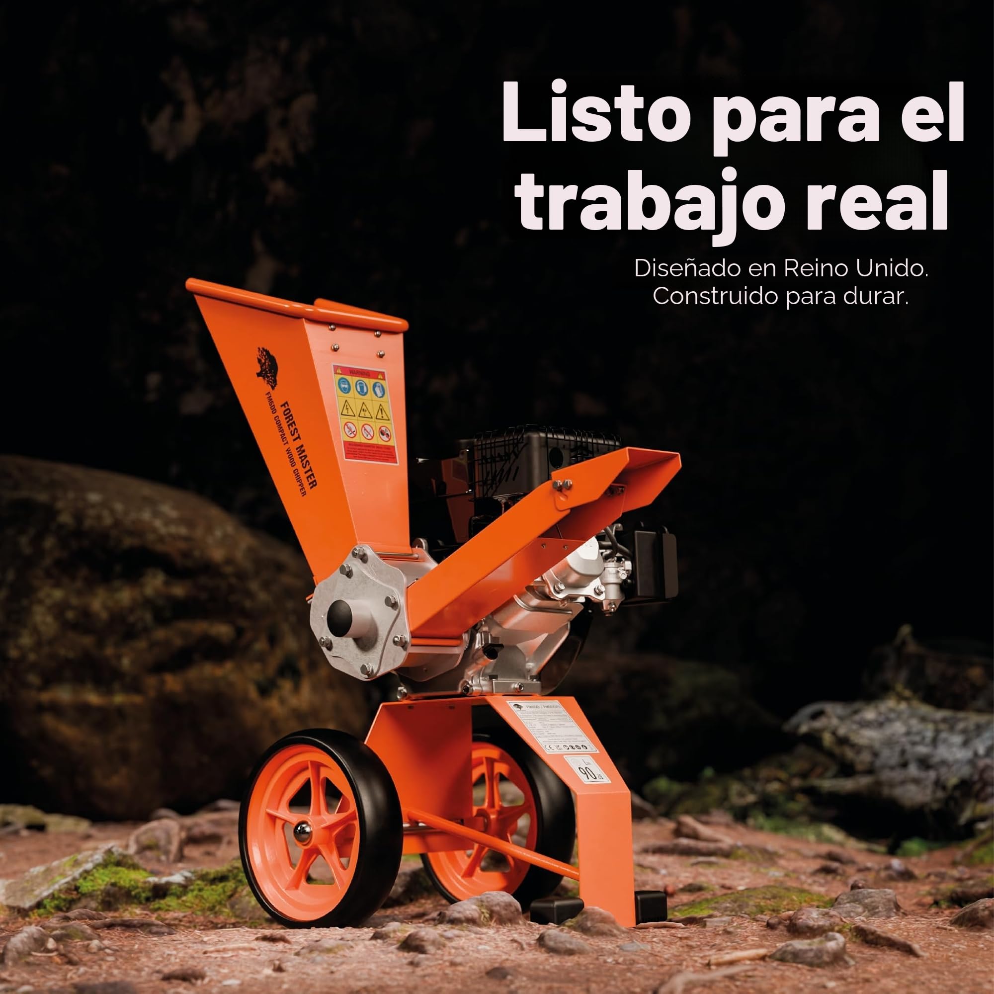 Forest Master FM6DD Trituradora de jardín de Madera con Motor de Gasolina de 4 Tiempos, 6 HP, Naranja