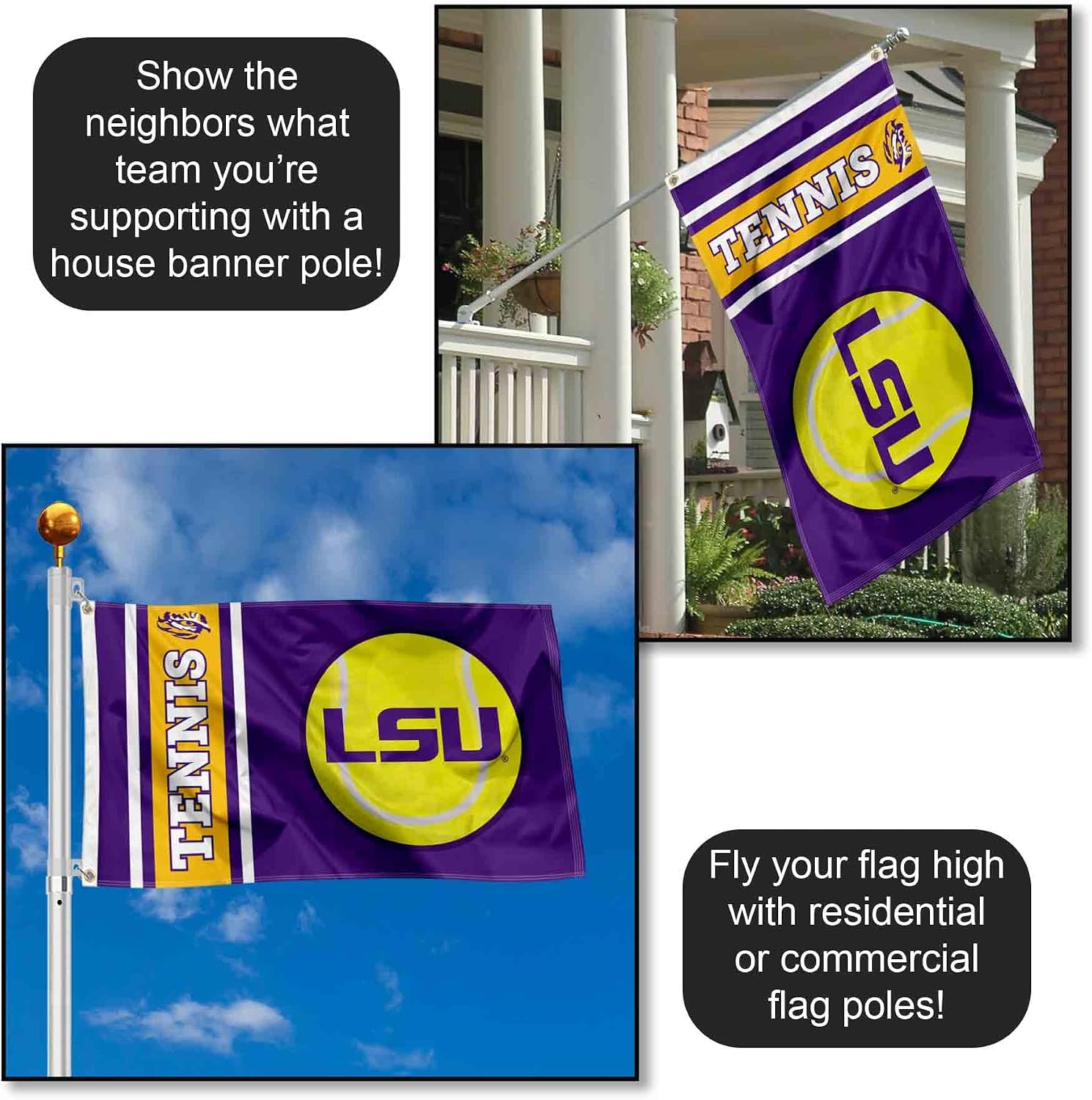 Louisiana State LSU Tigers Tennis 3x5 Grommet Flag