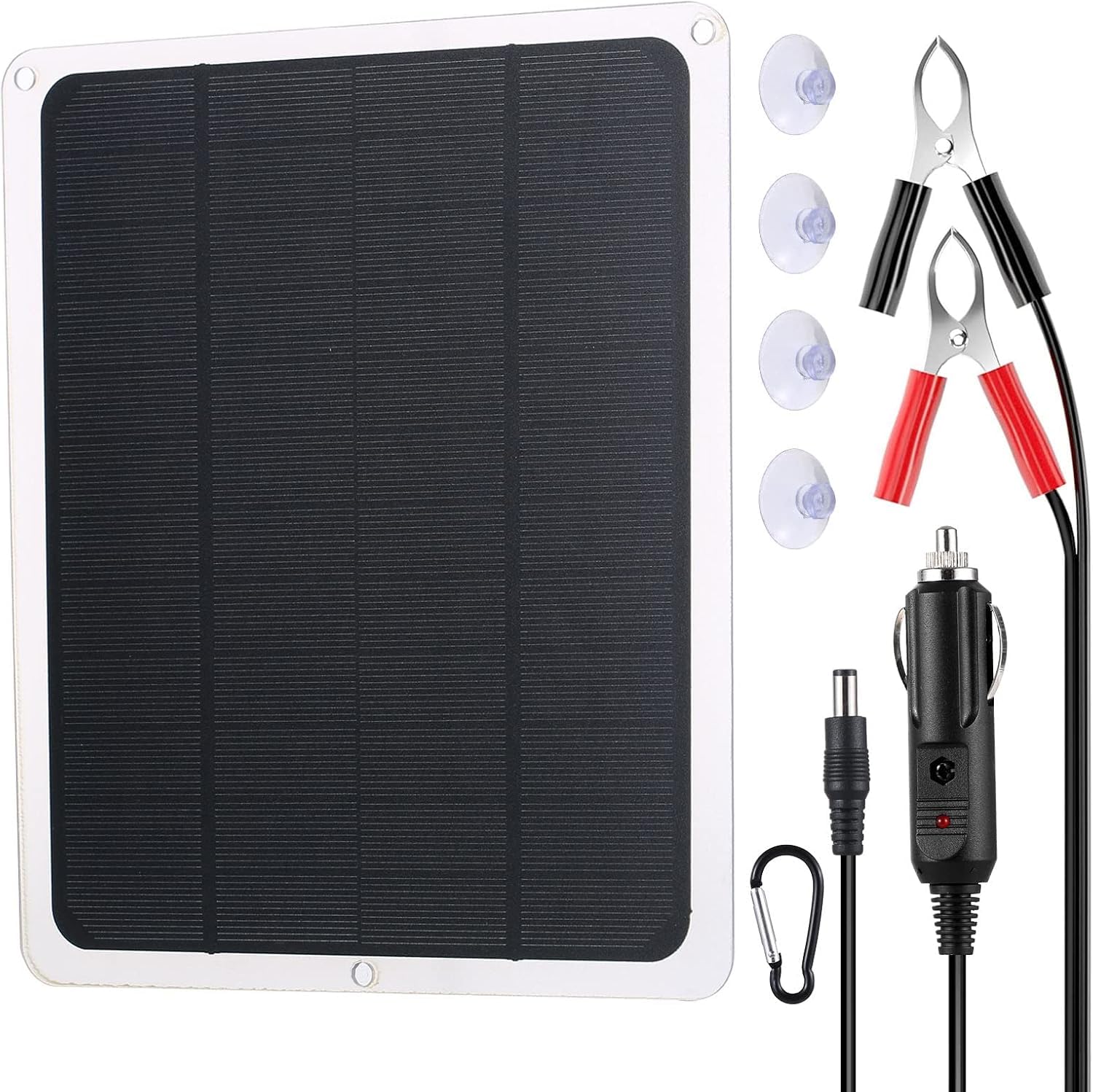 Caricabatteria Solare per Auto, 20W 12V Pannello Solare Portatile Auto Carica Batteria, Impermeabile kit Caricabatterie con Pannello solari Con Porta USB per Automotive,Barca, Moto, RV
