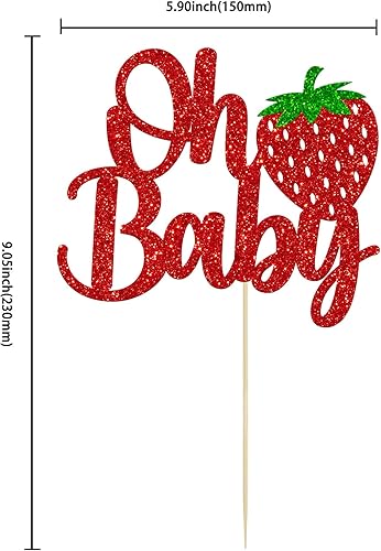 Miniatura 2 de 1 paquete de decoración de pastel Sweet Oh Baby con purpurina para pastel de fresa, fruta y bayas, decoración para verano, baby shower, suministros