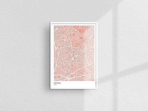 Monza Italy Colored Map Poster  11x17 12x18 16x24 24x36 Minimalist Unframed Traveler Wall Art  Modern Hometown City Artwork Print  Home Office Decor