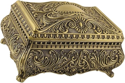 Antique Tin Metal Jewelry Storage Box Antique Organizers Box for Home Decors Storage Container with Sealed Lid
