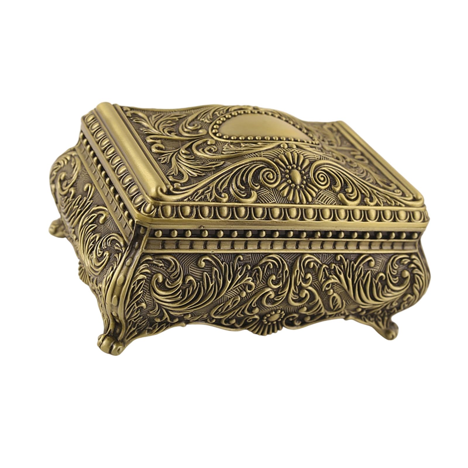Kalttoy Bronze Styles Jewelry Organizers Box Practical Metal Construction Dustproof Lid Decorative Metal Jewelry Box Practical Storage