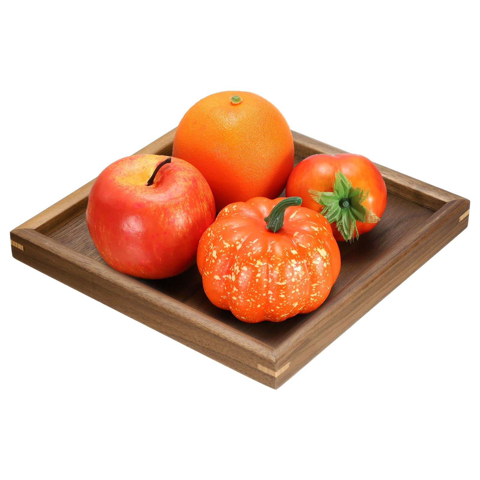 Photo 1 of uxcell Bamboo Serving Tray, 6 x 6 Inch Square Wooden Trays Portable Serving Platters for Food Fruit, Snacks, Bread, Vanity, Weddings, Picnics, Brown (Flat)