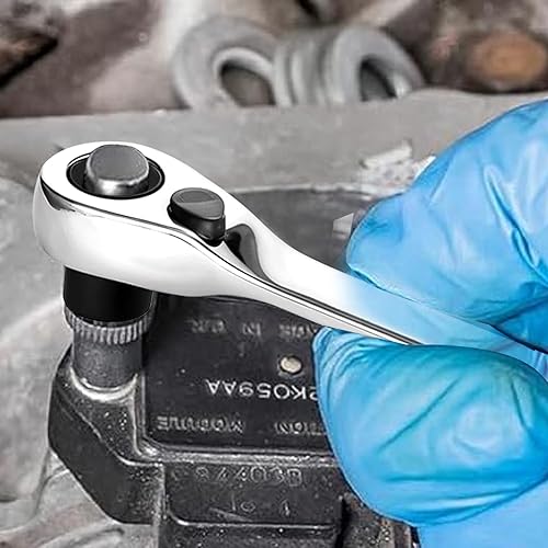 Mini llave de trinquete  Herramienta de mano reversible de doble cabeza, llave de vaso compacta para reparación automotriz y proyectos de bricolaje