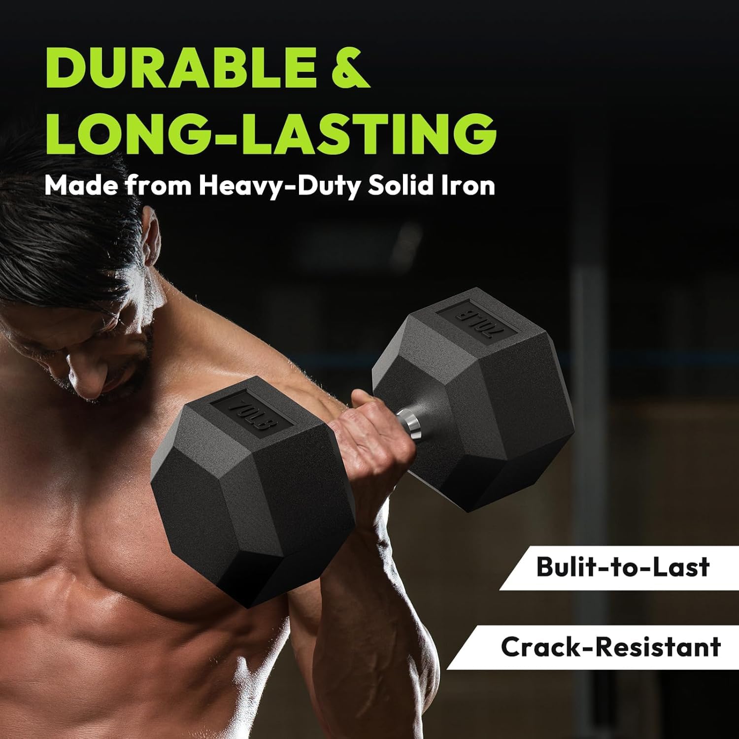 Kiraro Rubber Coated Hexa Dumbbell Set For Men & Women| Weights for home workout| Home gym dumbbell set| Dumbbells set 2.5 kg | Full body and muscle workout| Rubber dumbbell set (2.5kg-BLACK-PAIR) 2
