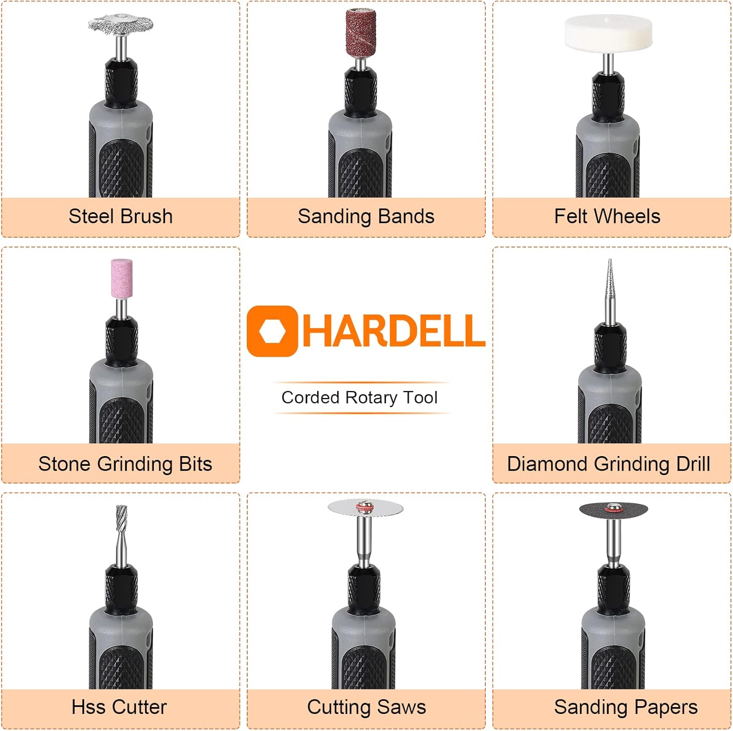 HARDELL 18V Mini Rotary Tool, Corded Rotary Tool, 4-Speed, Multi-Purpose Rotary Tool Kit with 31 Accessories for Engraving, Drilling, Sanding, Grinding, Polishing, Carving, Etching, DIY Crafting - - 