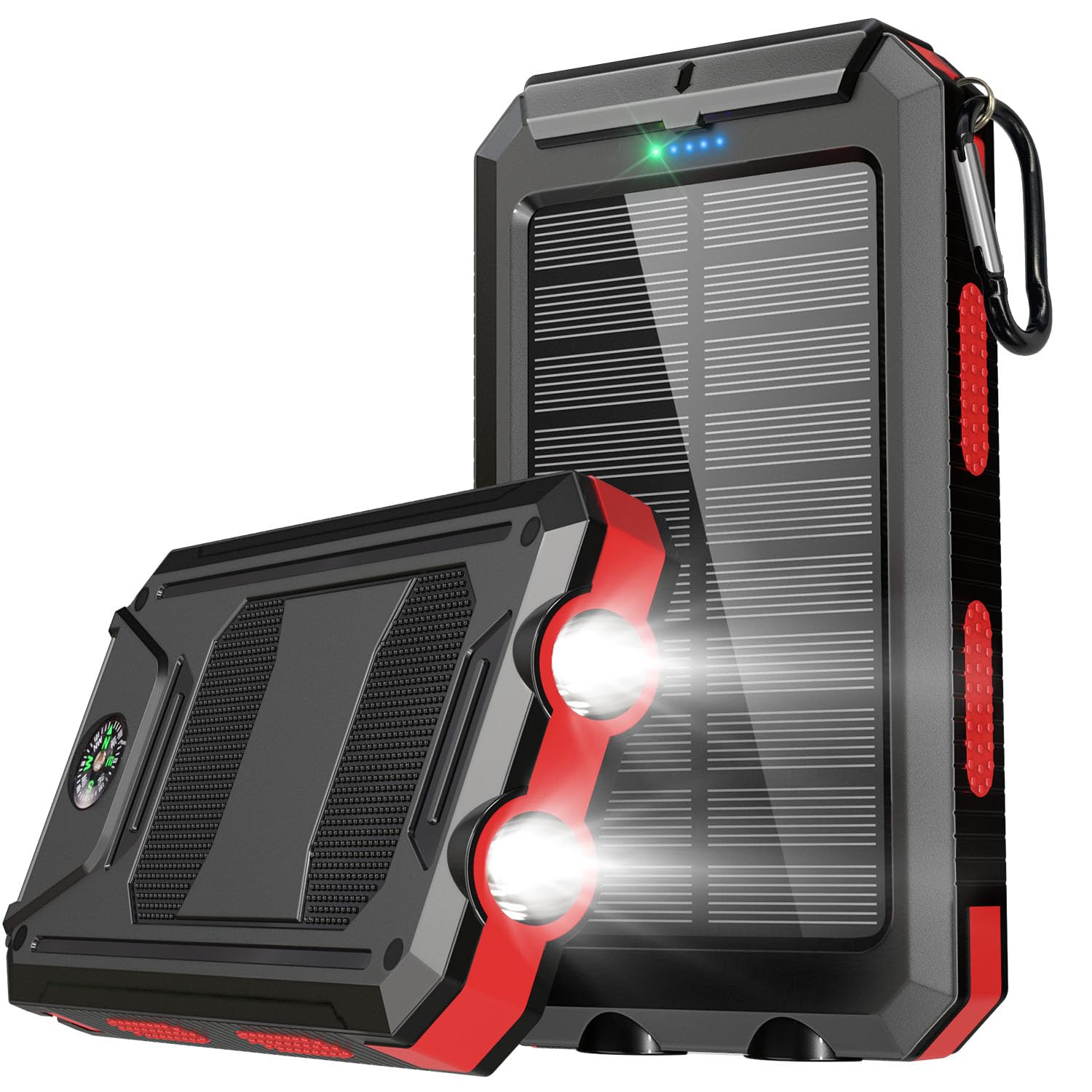 モバイルバッテリー ソーラーチャージャー 20000mAh 大容量 ワイヤレス充電器 2USB出力ポートソーラーパネル 折りたたみ式 iPhone/Andoroid