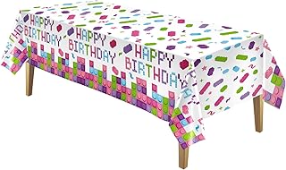 3 Pcs Building Blocks Party Tablecloth 51 x 108 Inches Brick Block Disposable Tablecover Birthday Theme Party Decorations Plastic Table Cover for Girls Blocks Party Decor Supplies Favor (Lovely Color)