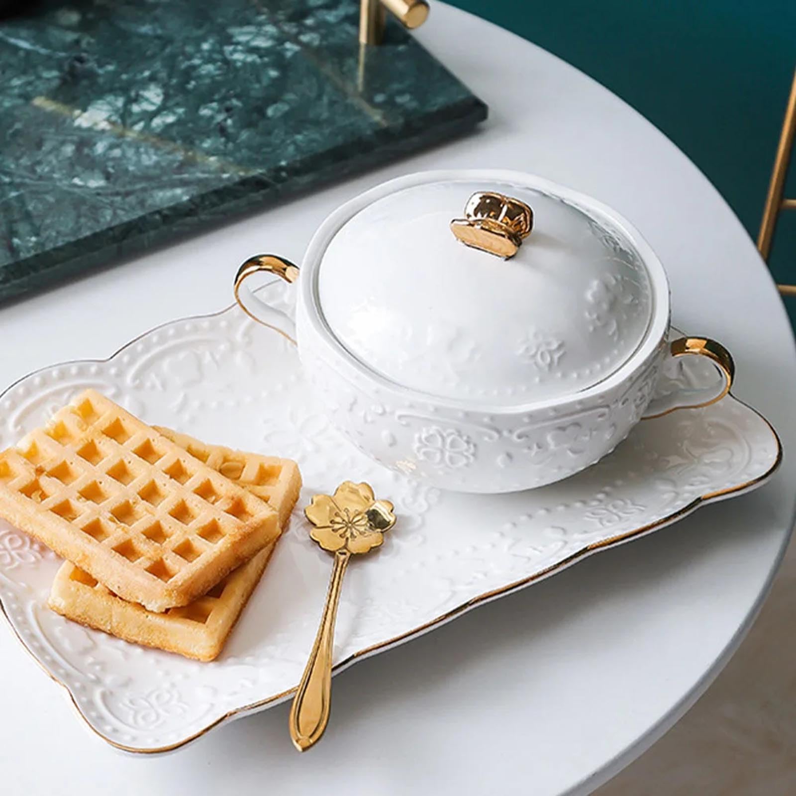 Keramik-Suppenterrine mit Suppenkelle, Elegante Keramik-Suppenschüssel im europäischen Stil für Restaurant, Zuhause, Küche, Dekoration, Suppentopf