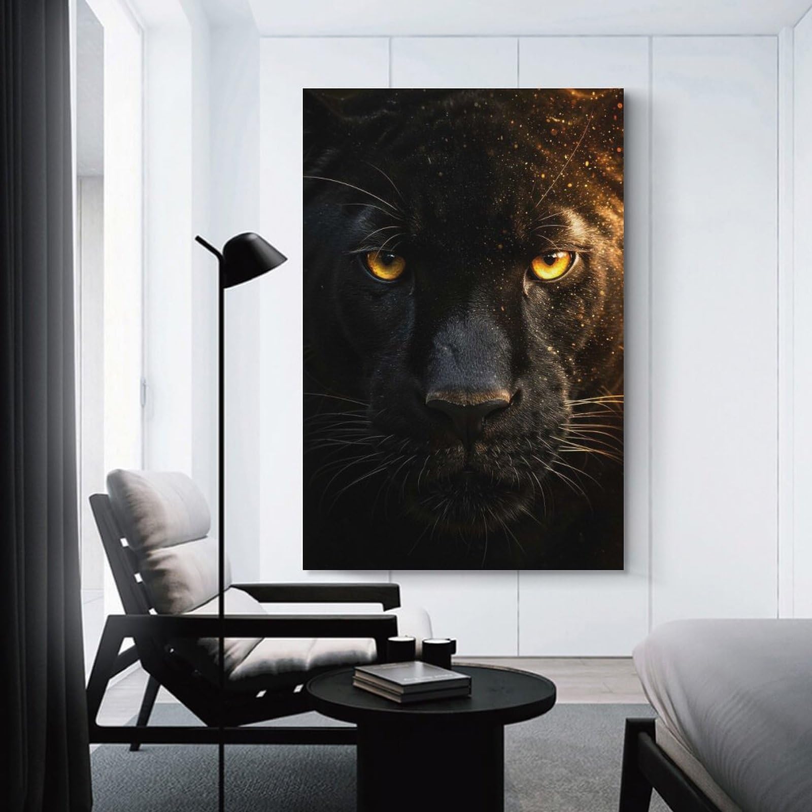 Junmoney Black Panther Portrait Poster, Picture, Metal Print, Paint by Ahmedtee Canvas Wall Decor, 12x18inch(30x45cm), for Office, Study Or Home Workspace, Wall Art That Adds Style to Work Areas