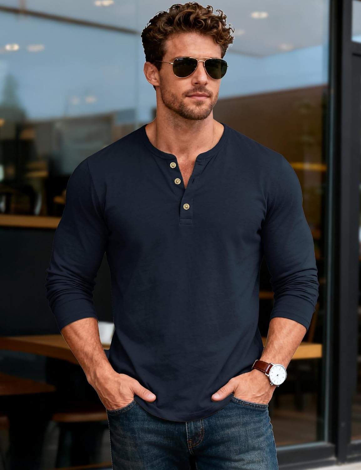 MAGCOMSEN Men's Henley Shirts Long Sleeve Button Shirts Moisture Wicking Tees Casual Basic Solid Pullover Shirt - Image 4