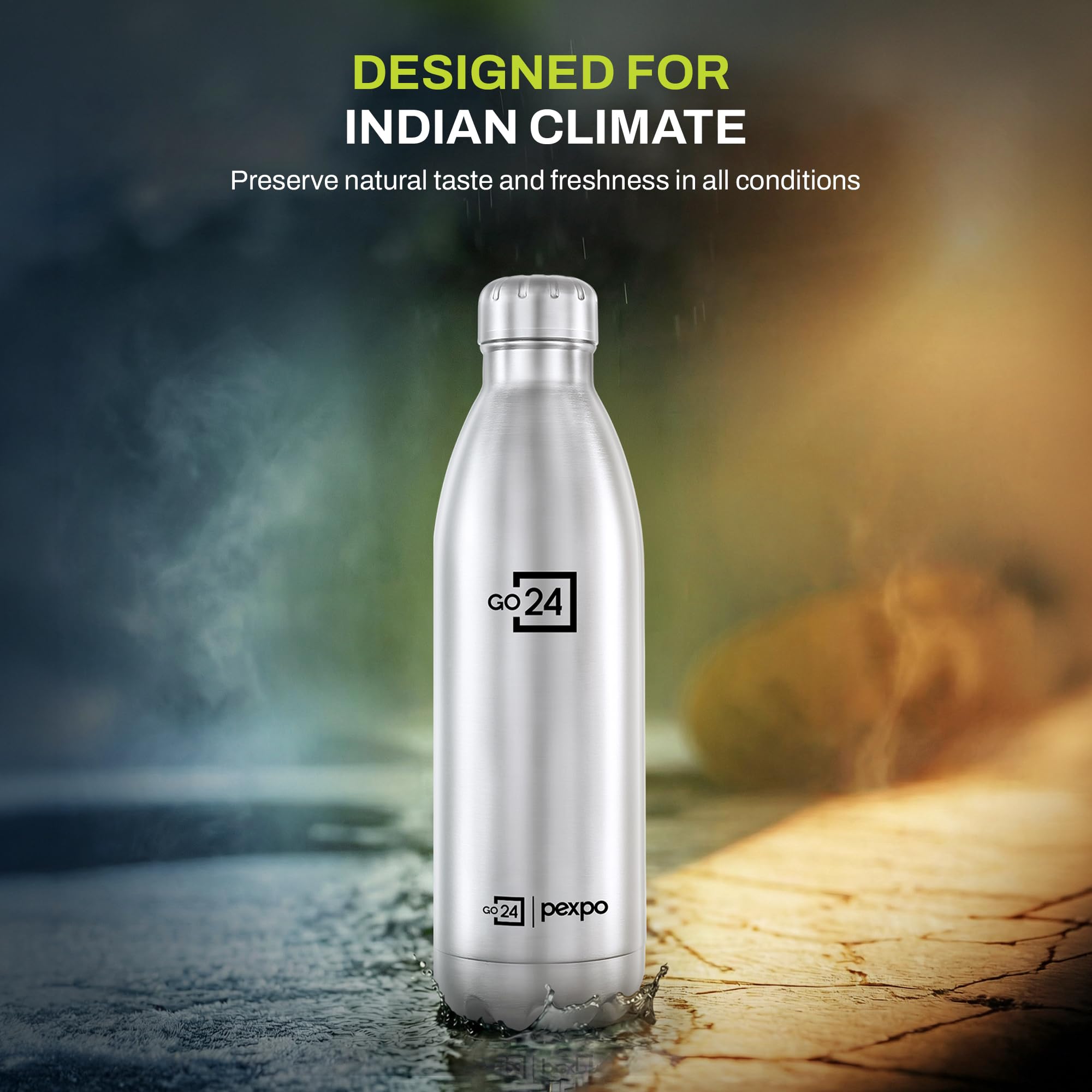 Go24 pexpo Stainless Steel Water Bottle Electro Silver 2000ml — Amazon image 6