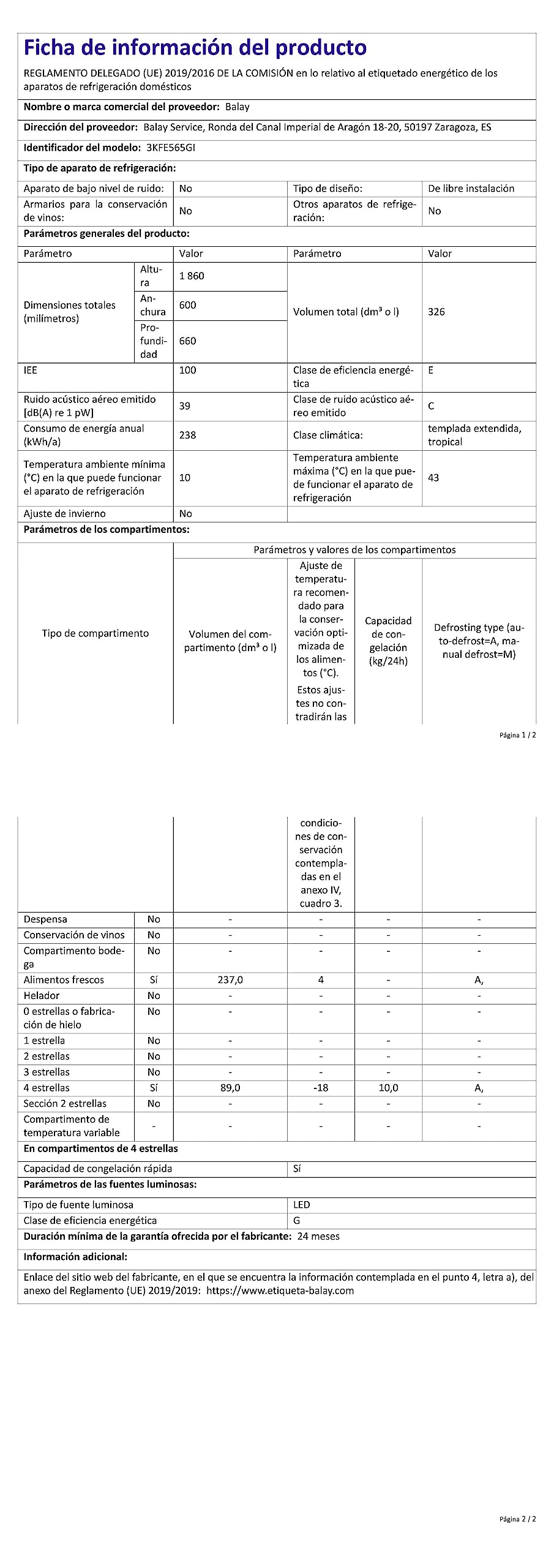 Balay 3KFE565GI Frigorífico combi, Gris antracita