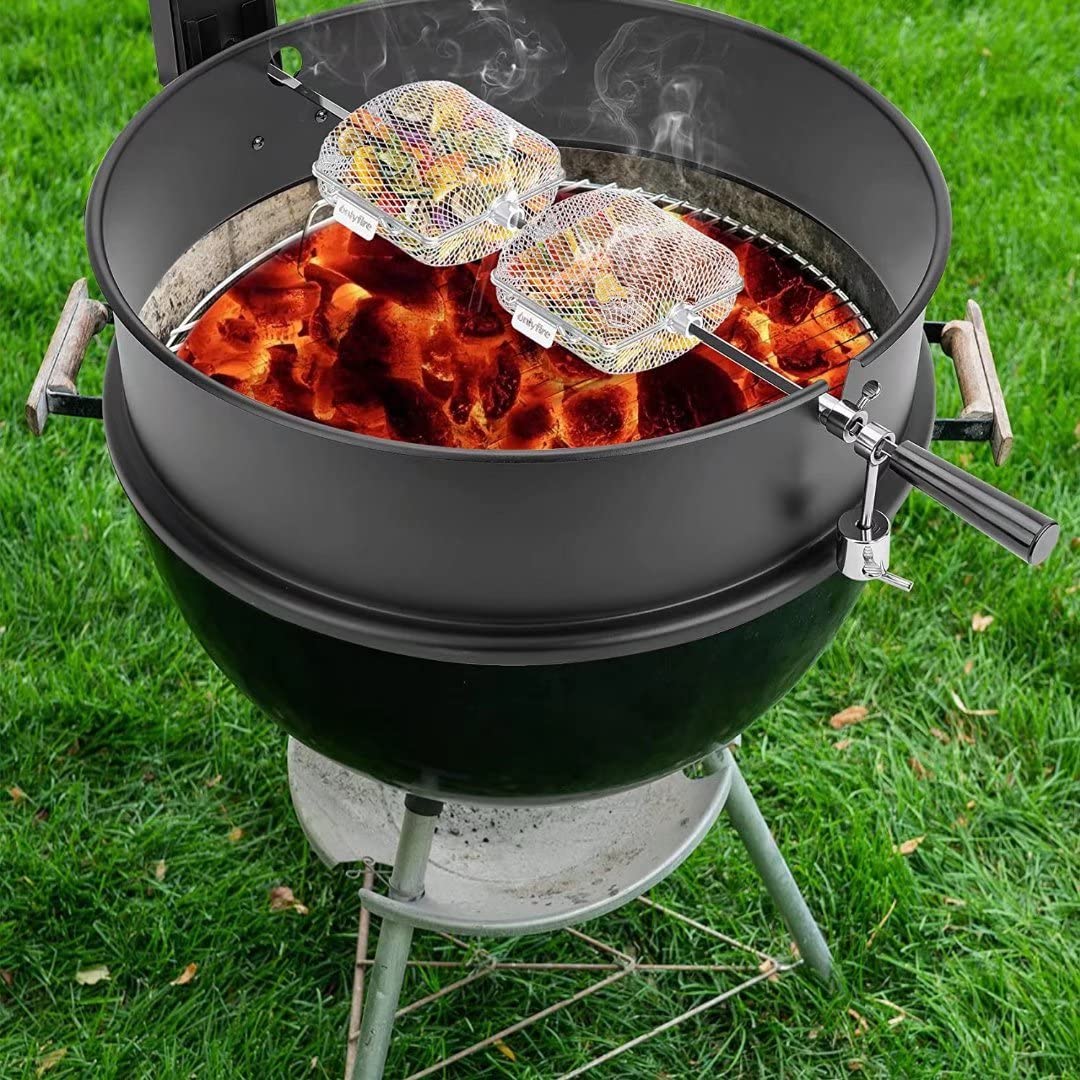 Onlyfire BBQ Grill Cesta para parrilla de barbacoa de acero inoxidable, Cesta universal para parrilla, bistec, camarones, carne y pescado, 19.2x17.5x10 cm, 2 piezas