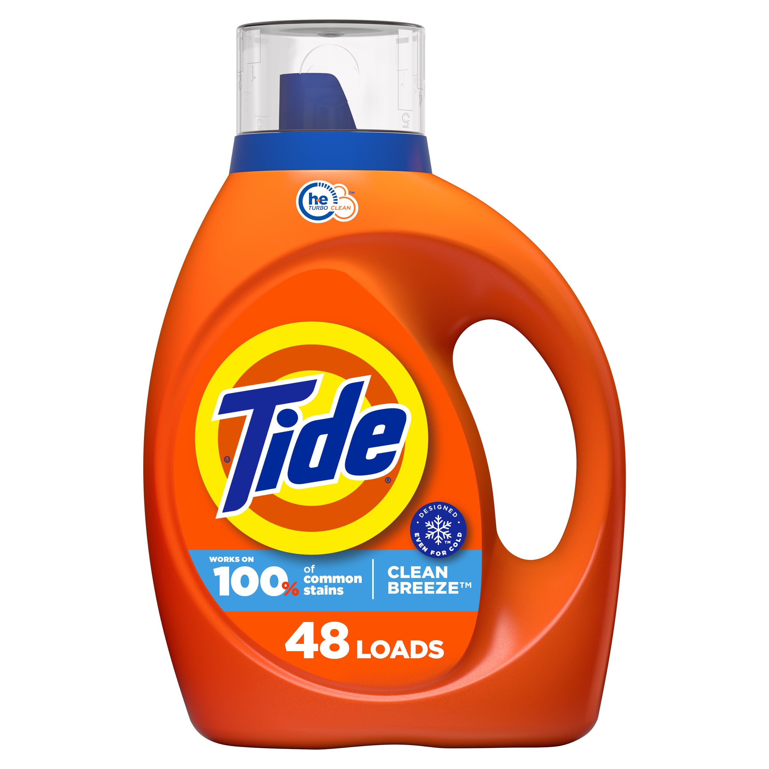 Tide Laundry Detergent Liquid, Clean Breeze Scent, 63 Fl Oz (1.8 Liters) | America's #1 Detergent Brand - main product image