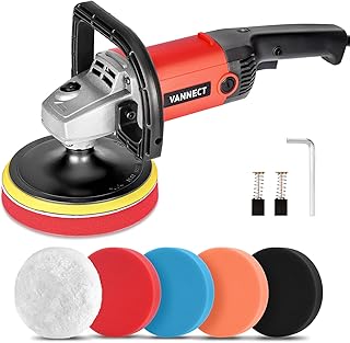 Buffer Polisher, 1200W 7-inch Polisher for Car Detaling, Car Polisher with 6 Variable Speed, 5 Foam Pads, Detachable Handle and Safety Lock Buffer, Car Buffer Ideal for Car Sanding, Polishing, Waxing…