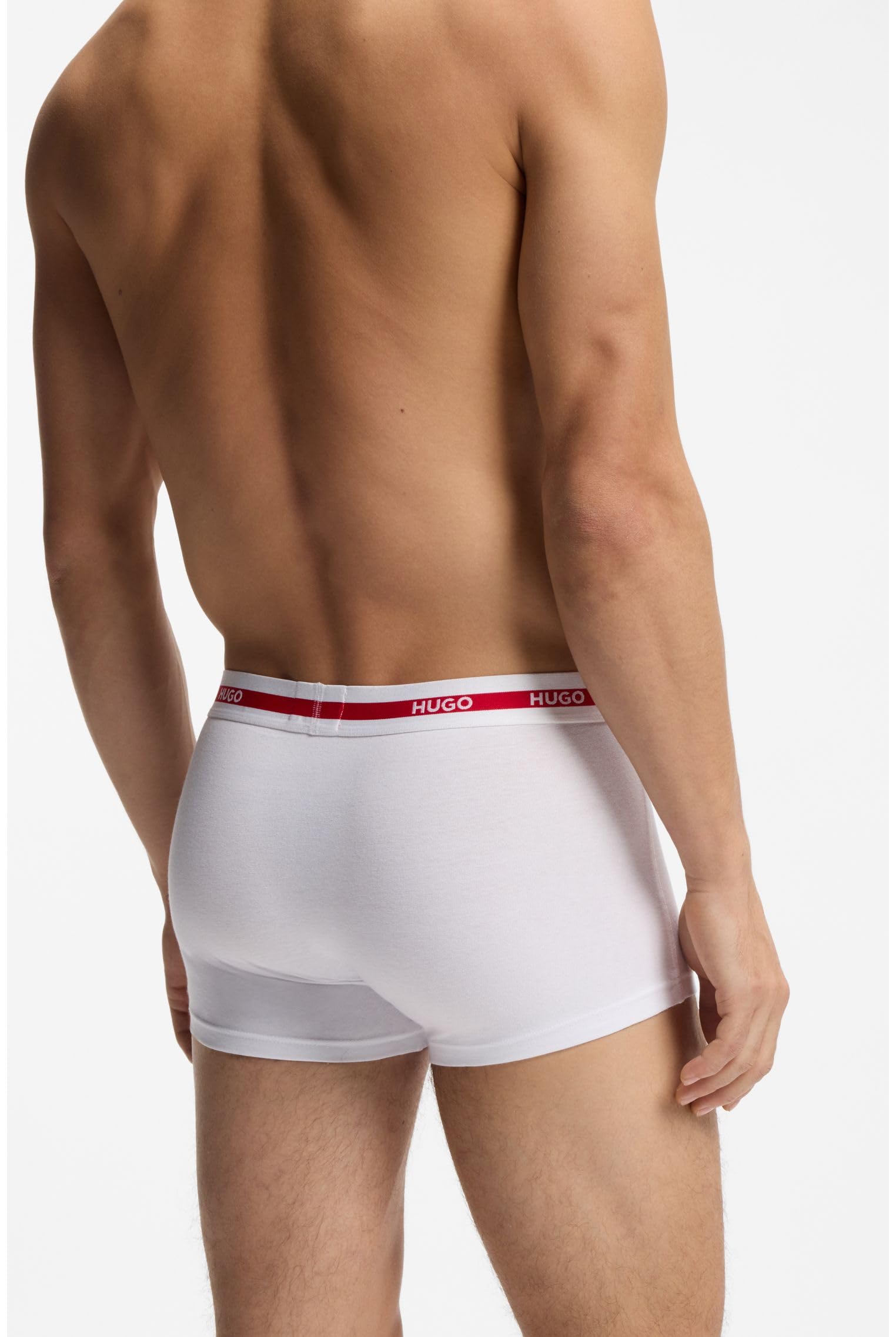 HUGO Męskie bokserki Trunk Triplet Planet, trójpak, ciasno przylegające bokserki ze stretchu i bawełny z logo na ściągaczu, Open White120, XL