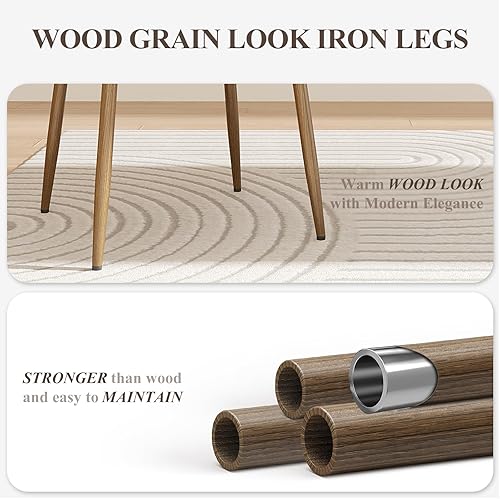 Miniatura 5 de Juego de 4 sillas de comedor, sillas de comedor tapizadas con patas de metal y almohadillas antideslizantes, silla de cocina con respaldo curvado